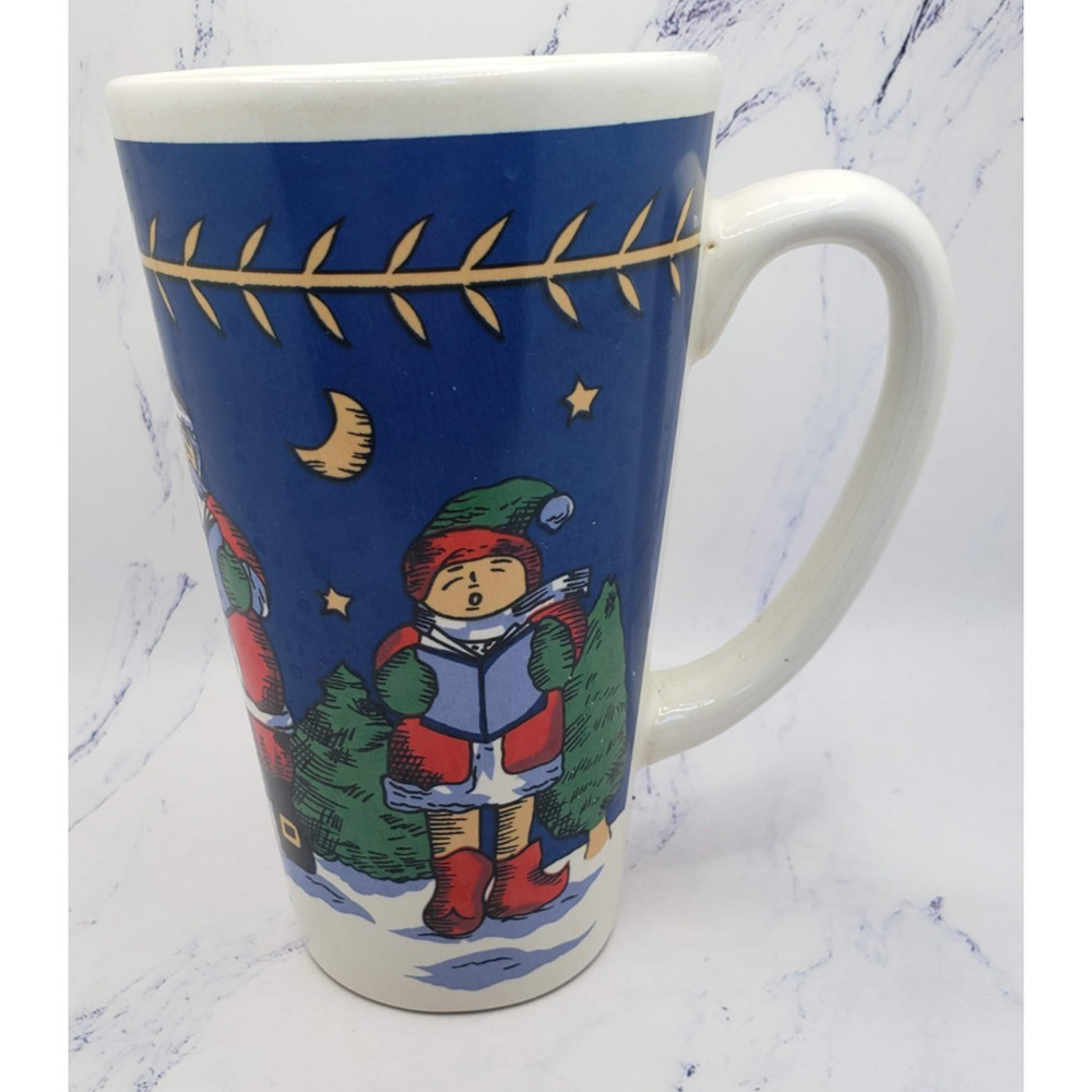 Blue Caroling Christmas 6 Inch Housewares International Ceramic Coffee Mug